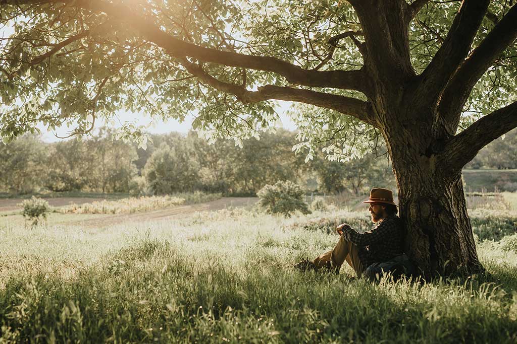 Man under a tree alone with God