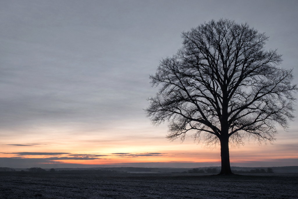 Lone tree in the darkness