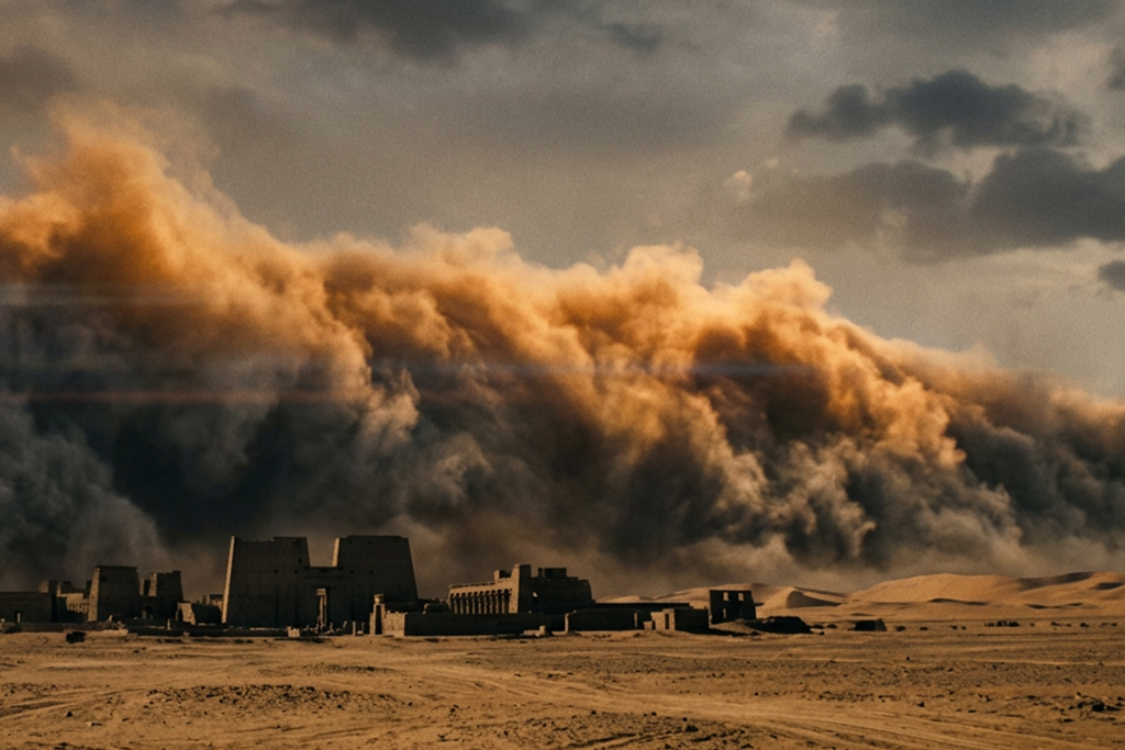 Dust storm in a desert city